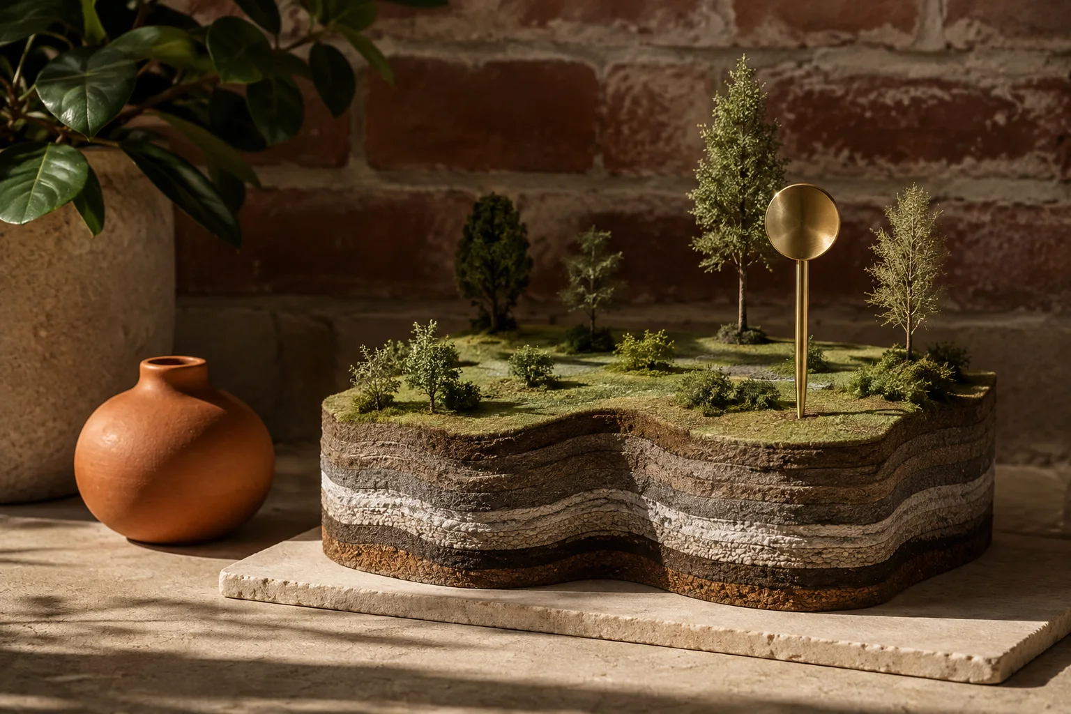 KI-Symbolbild: fiktives Landschaftsmodell zur Illustration des Themas Bodenrichtwerte